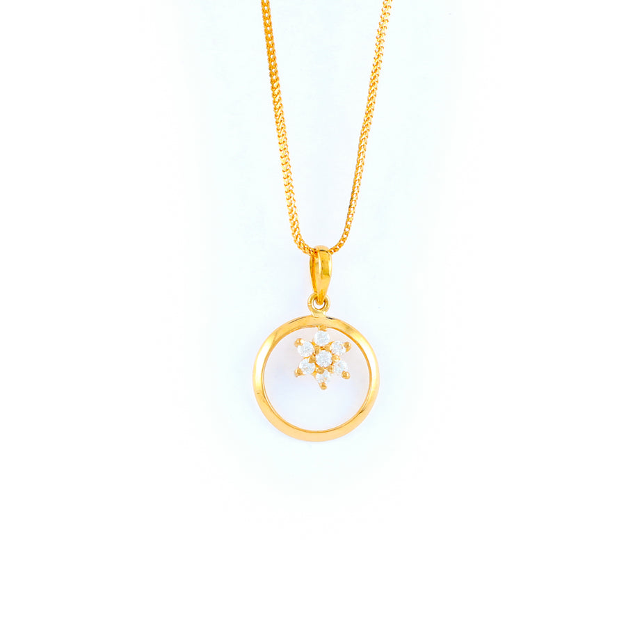 22KT YELLOW GOLD STONE STUDDED PENDANT (PE0001780)