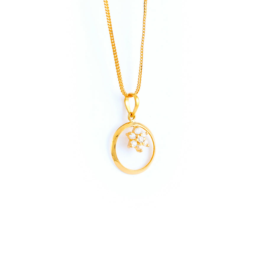 22KT YELLOW GOLD STONE STUDDED PENDANT (PE0001780)