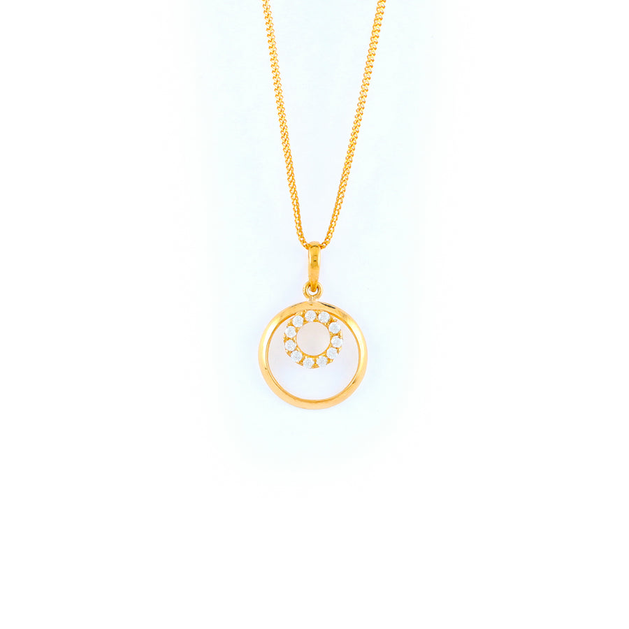 22KT YELLOW GOLD STONE STUDDED PENDANT (PE0001781)
