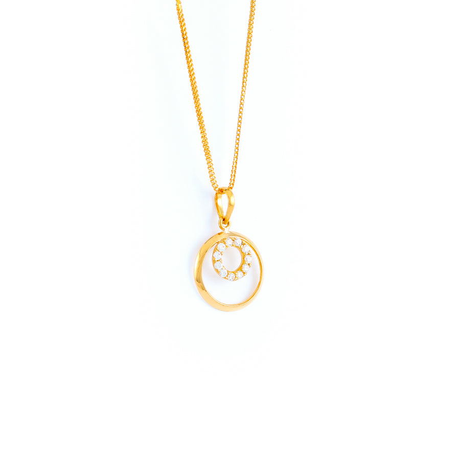 22KT YELLOW GOLD STONE STUDDED PENDANT (PE0001781)