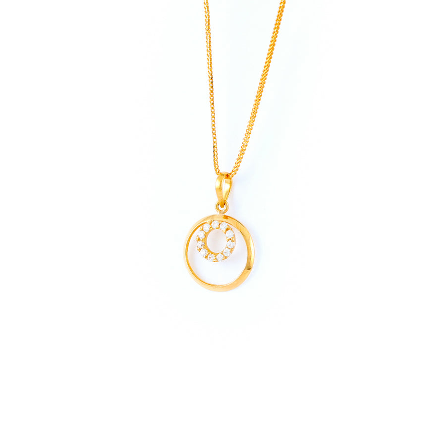 22KT YELLOW GOLD STONE STUDDED PENDANT (PE0001781)