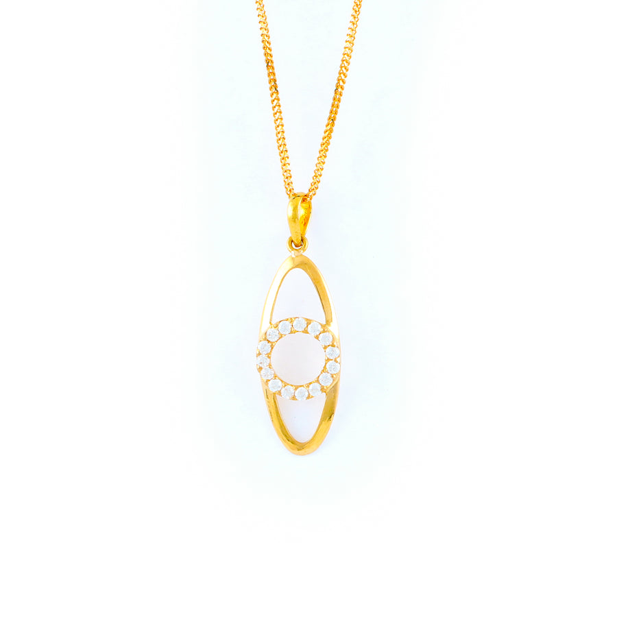 22KT YELLOW GOLD STONE STUDDED PENDANT (PE0001784)
