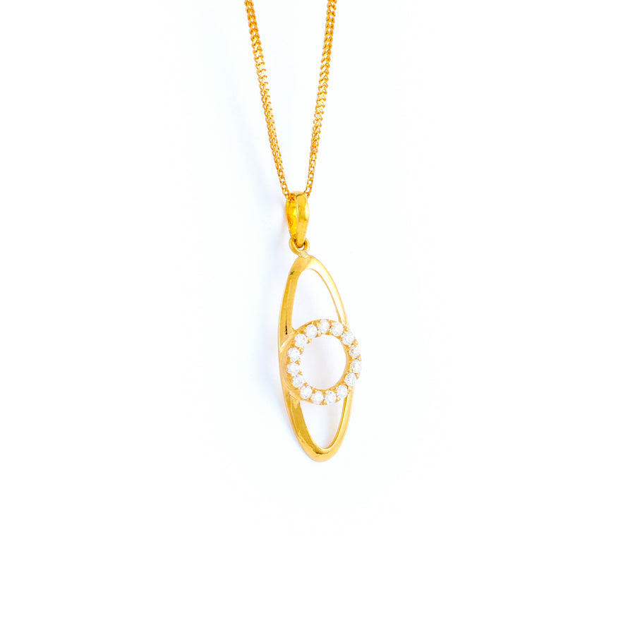 22KT YELLOW GOLD STONE STUDDED PENDANT (PE0001784)