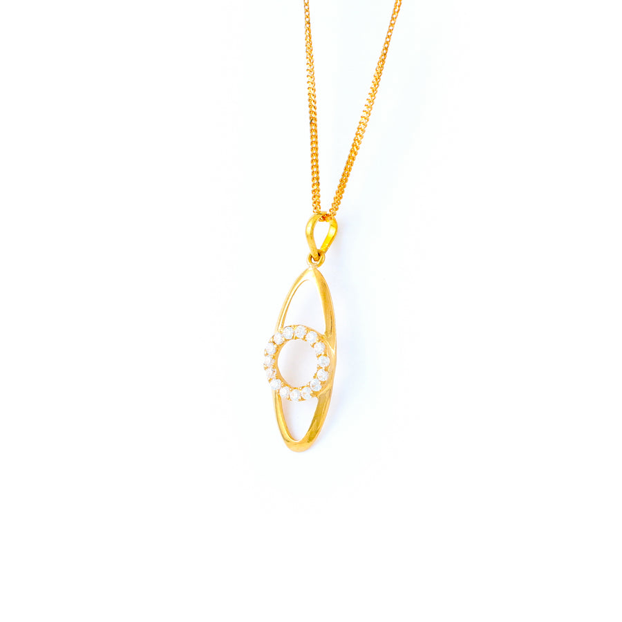 22KT YELLOW GOLD STONE STUDDED PENDANT (PE0001784)