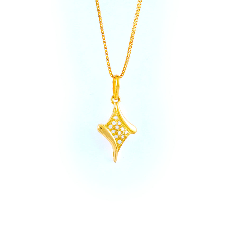 22KT YELLOW GOLD STONE STUDDED PENDANT (PE0001789)