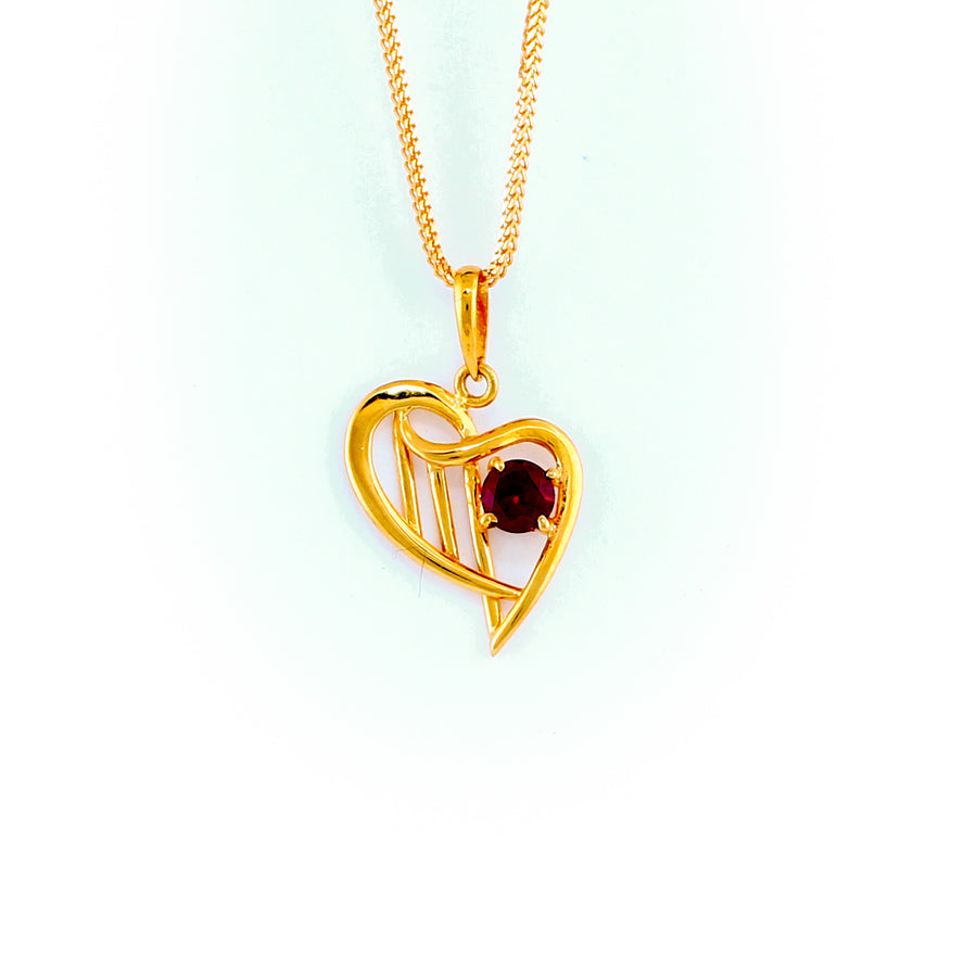 22KT YELLOW GOLD STONE STUDDED PENDANT (PE0001798)