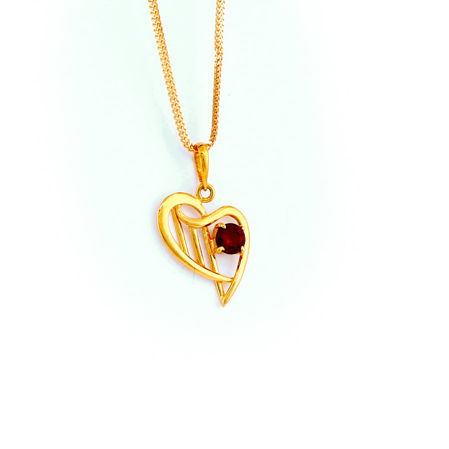 22KT YELLOW GOLD STONE STUDDED PENDANT (PE0001798)