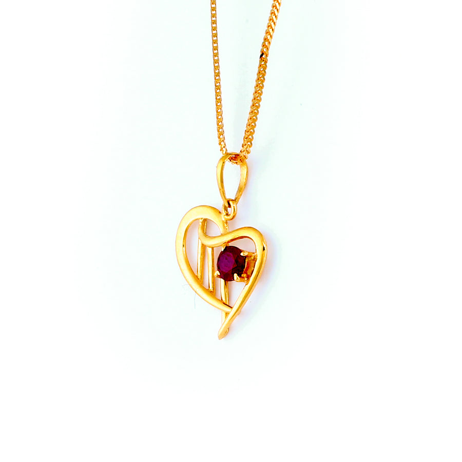 22KT YELLOW GOLD STONE STUDDED PENDANT (PE0001798)
