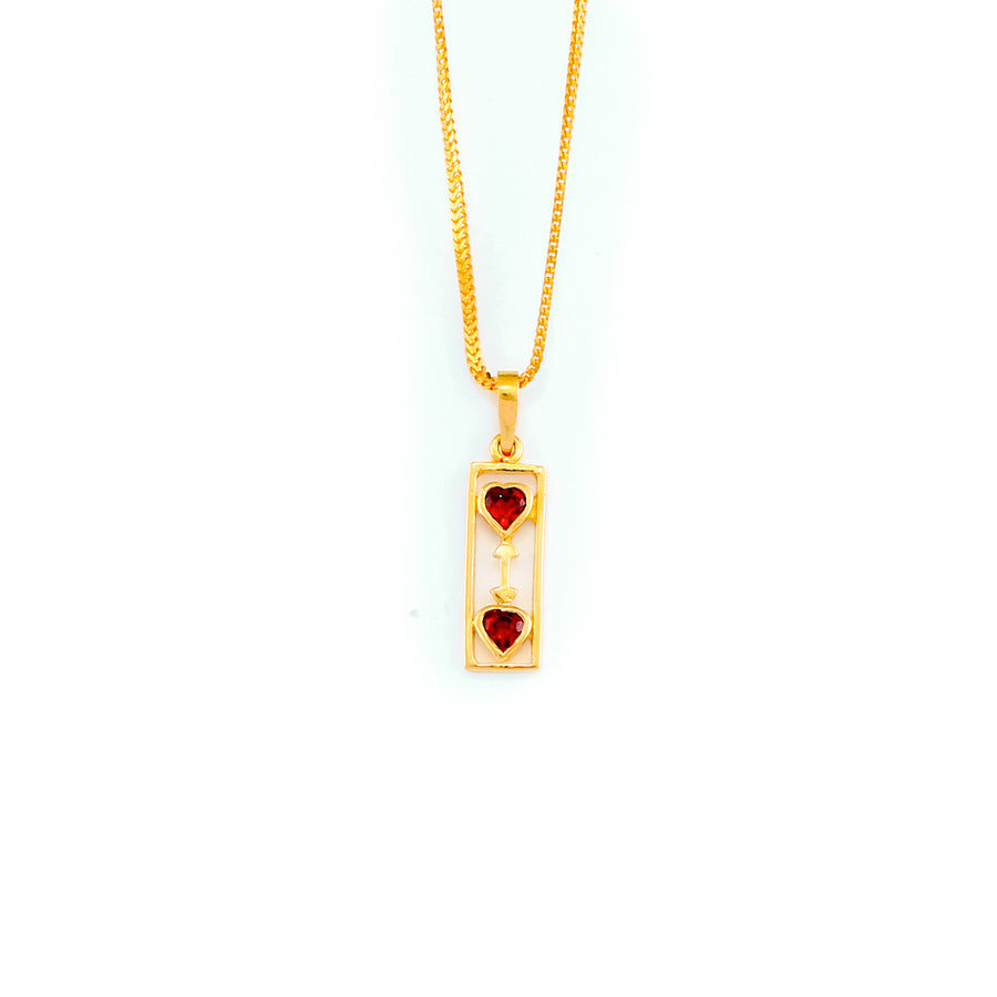 22KT YELLOW GOLD STONE STUDDED PENDANT (PE0001799)