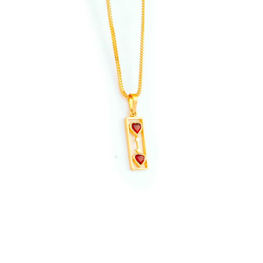 22KT YELLOW GOLD STONE STUDDED PENDANT (PE0001799)