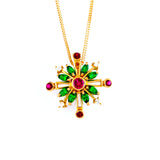 22KT YELLOW GOLD STONE STUDDED PENDANT (PE0001813)
