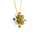 22KT YELLOW GOLD STONE STUDDED PENDANT (PE0001813)