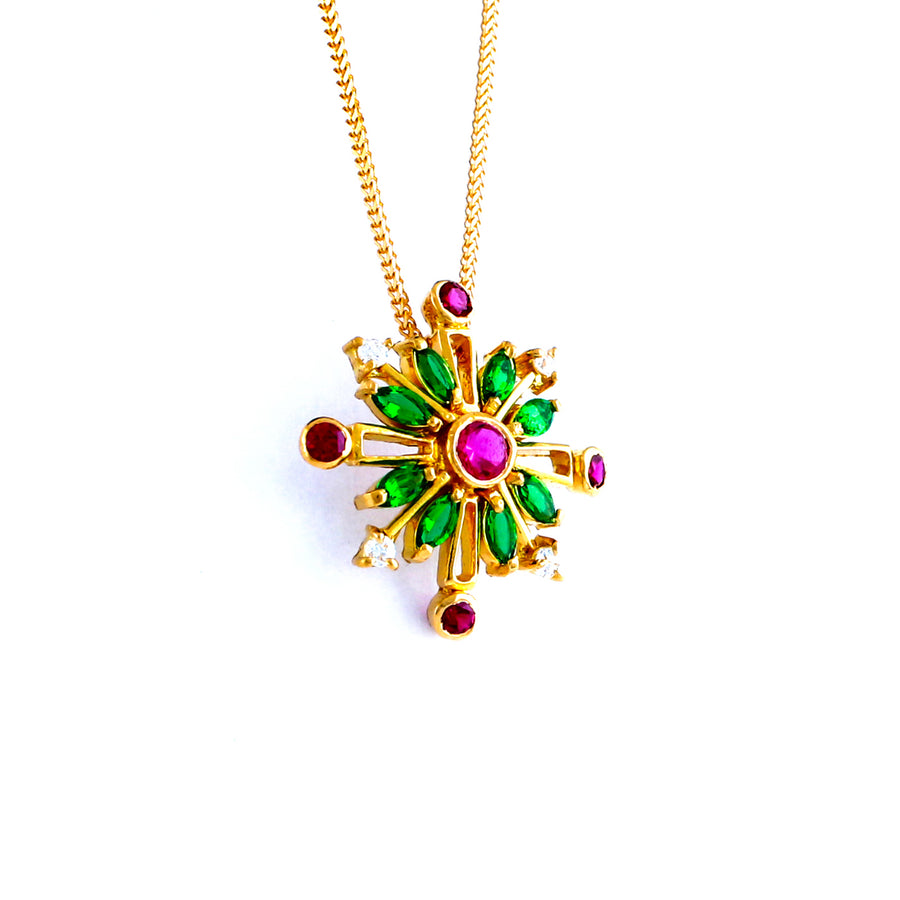 22KT YELLOW GOLD STONE STUDDED PENDANT (PE0001813)