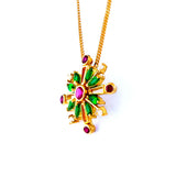 22KT YELLOW GOLD STONE STUDDED PENDANT (PE0001813)