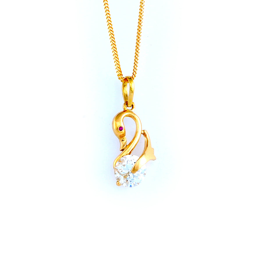 22KT YELLOW GOLD STONE STUDDED PENDANT (PE0001849)