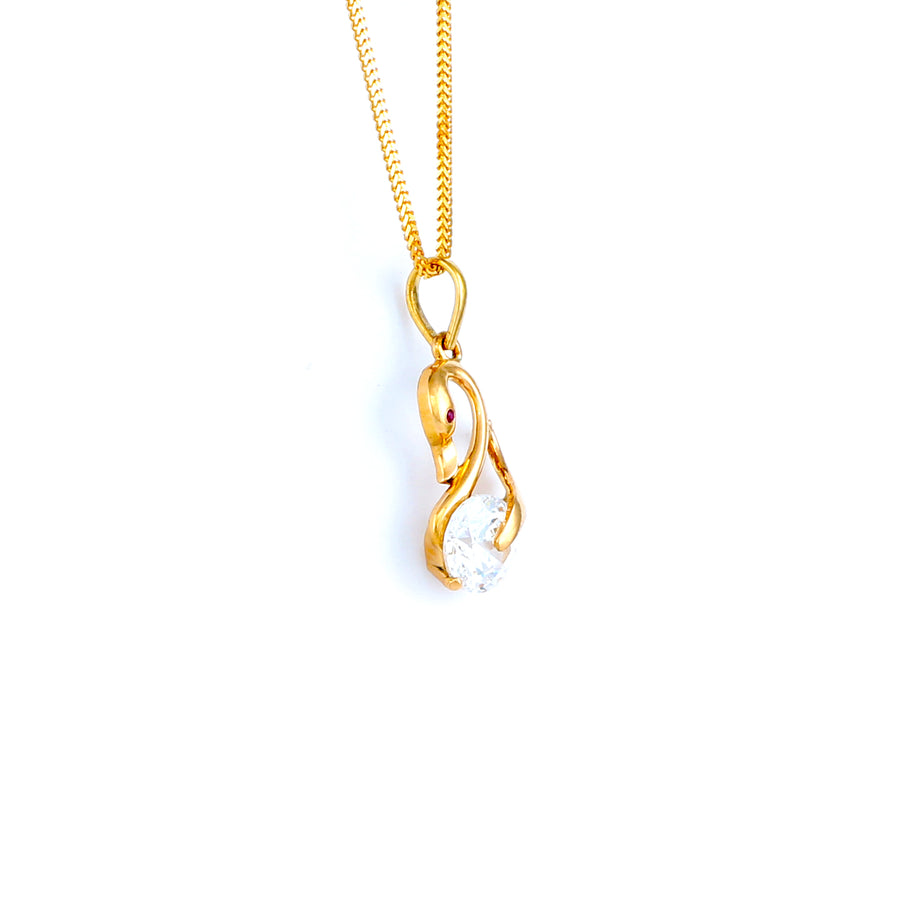 22KT YELLOW GOLD STONE STUDDED PENDANT (PE0001849)