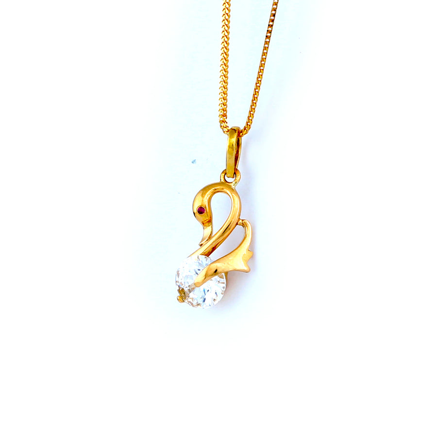 22KT YELLOW GOLD STONE STUDDED PENDANT (PE0001849)