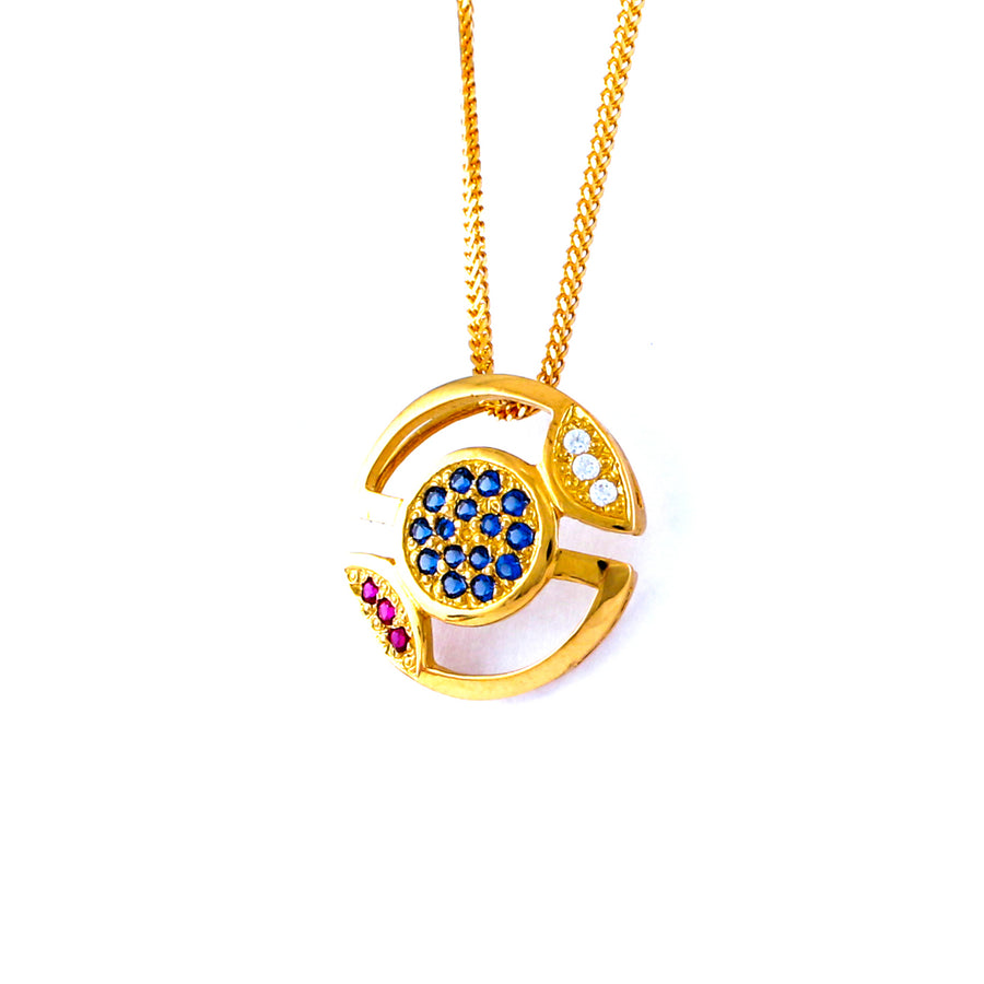 22KT YELLOW GOLD STONE STUDDED PENDANT (PE0001858)