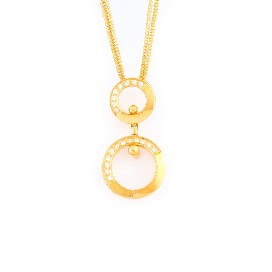 22KT YELLOW GOLD STONE STUDDED PENDANT (PE0001922)