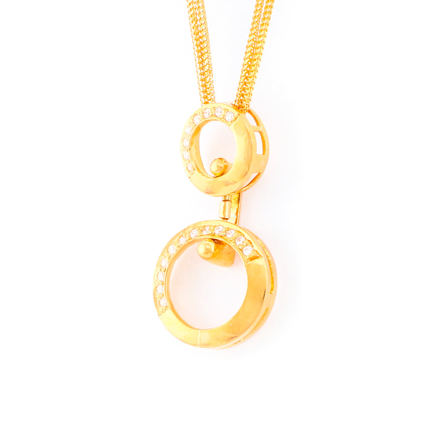 22KT YELLOW GOLD STONE STUDDED PENDANT (PE0001922)